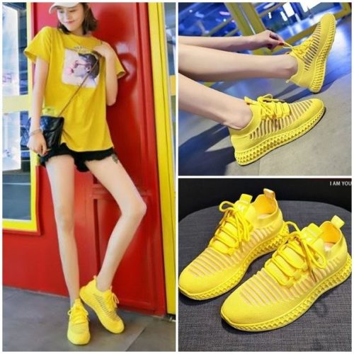 SHS002-yellow Sepatu Sneakers Modis Kekinian Import
