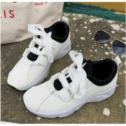 SHS009-white Sepatu Sneakers Wanita Modis Kekinian Import
