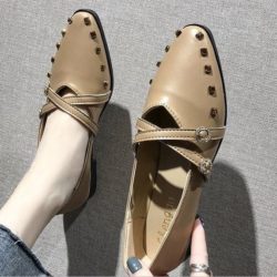 SHS518-apricot Sepatu Flatshoes Wanita Cantik Import