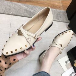 SHS518-beige Sepatu Flatshoes Wanita Cantik Import