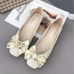SHS8908-beige Sepatu Flatshoes Wanita Kekinian Import