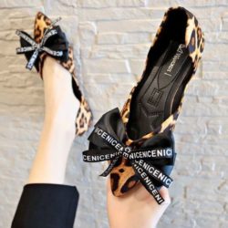 SHS907-leopard Sepatu Flat Shoes Stylish Wanita Kekinian