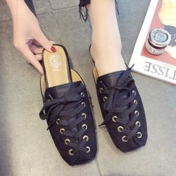 SHSC39-black Sepatu Flatshoes Modis Cantik Kekinian Import