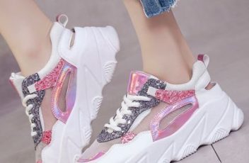 SHSV11-pink Sepatu Sneakers Fashion Modis Kekinian