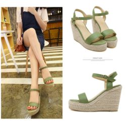 SHW13915-green Sepatu Wedges Import 11CM