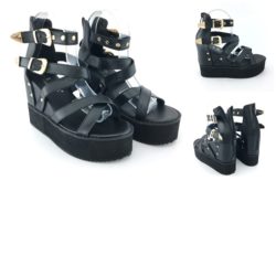 SHW201828-black Sepatu Wedges Import Wanita 4CM