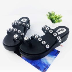 SHW567-black Sandal Wedges 5CM Cantik Import Terbaru