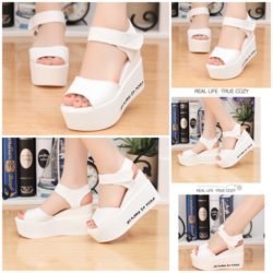SHW621-white Sepatu Wedges Cantik Import 8CM