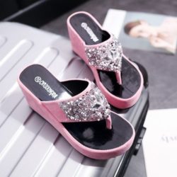 SHW8801-pink Sandal Wedges Fashion Cantik 7CM