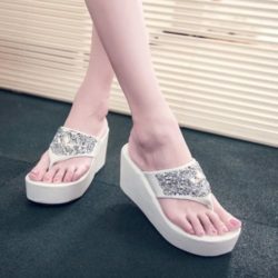 SHW8801-white Sandal Wedges Fashion Cantik 7CM