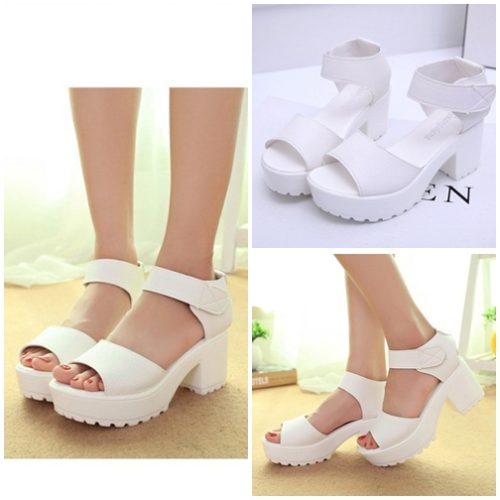 SHW901-white Sepatu Wedges Cantik 7CM