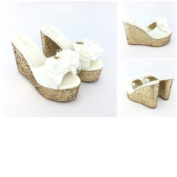 SHW9067-white Sepatu Wedges Cantik 12CM