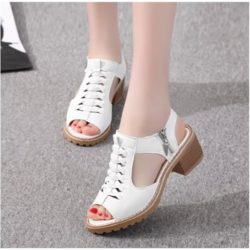 SHWA722 IDR.145.000 MATERIAL PU HEEL 4CM COLOR WHITE SIZE 35,36,37,38,39,40