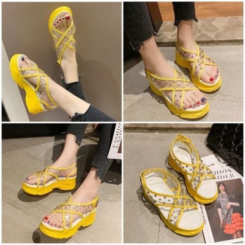 SHWL11-yellow Sepatu Wedges Fashion Wanita 5CM