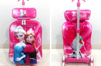 TA038 IDR 220.000 Tas Troli 3D Anak Sekolah Frozen Elsa Pink Size 32x12x40cm